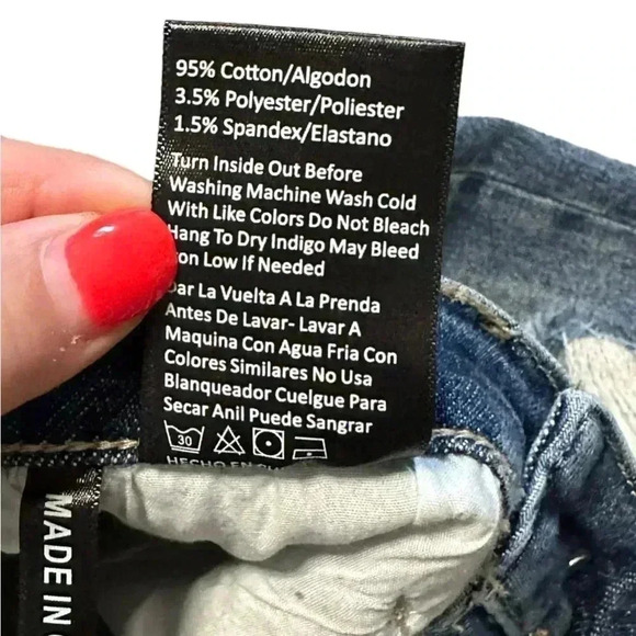 Risen Straight Leg Distressed Denim Jeans Size 26 - Picture 6 of 7